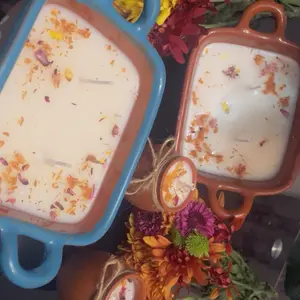 5 Wick Aroma Candles Personalized Home Made Soy Candles with Floral Accents and Unique Handles for Aesthetic Appeal