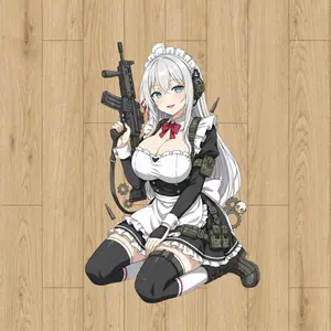 Tactical Alya Maid Waifu with M4A1 – Battle Maid Anime Vinyl Sticker Waterproof, Waterproof Decal for Car & Laptop