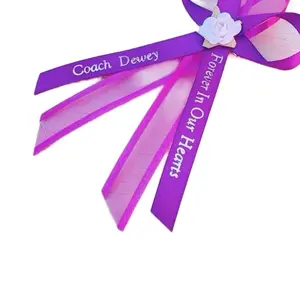 12 Personalized Memorial Ribbon with Safety Pins "RIP" Everlasting Heartfelt Tribute for Condolences 5 Inches Double Ribbons with Safety Pins