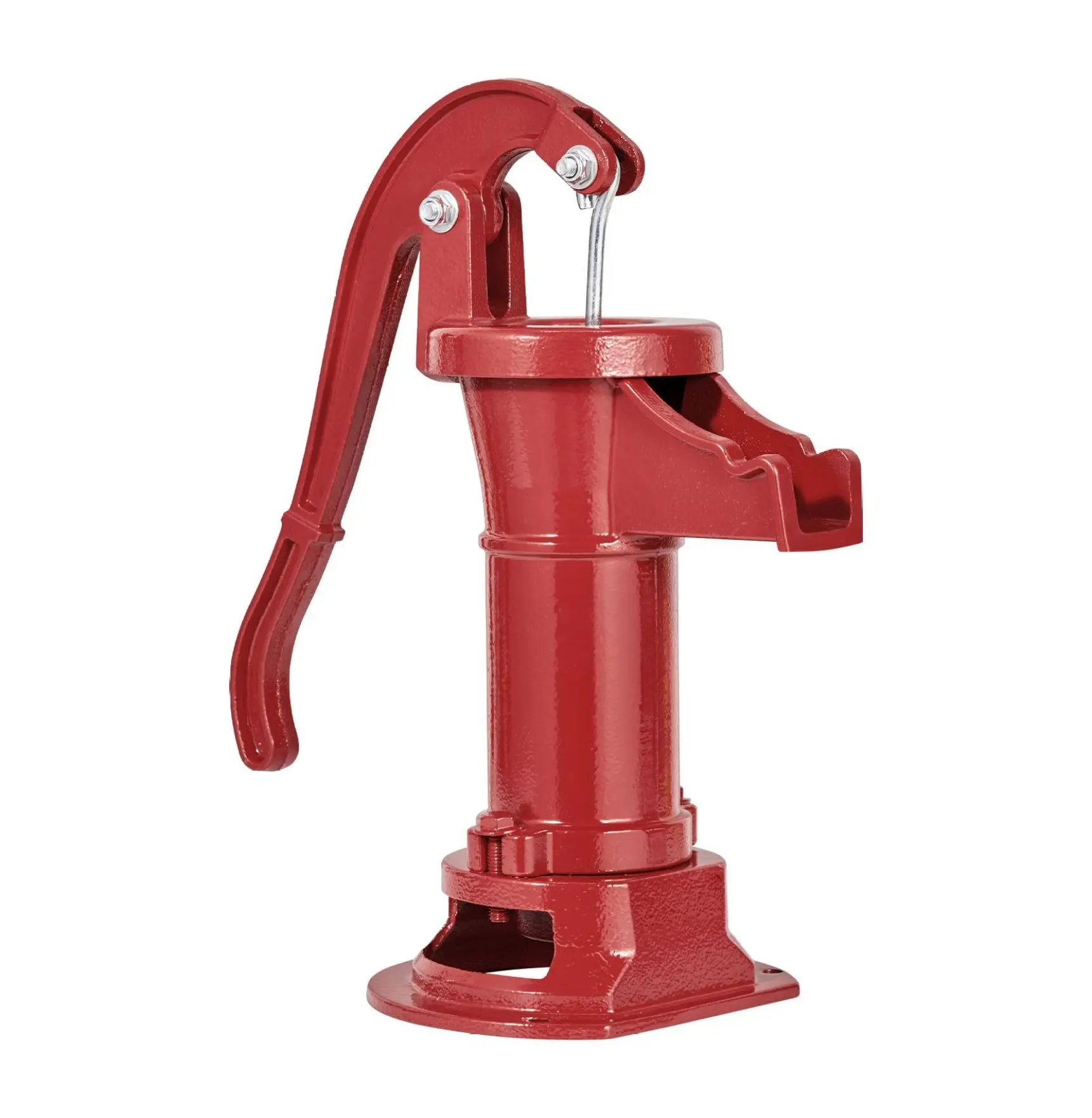 Hand Water Pump 25ft Lift - Antique Cast Iron Well Pitcher Pump, 1-1/4" NPT, Outdoor Garden, Pond, Farm - Red Reliable Manual Water Pump Pump Head