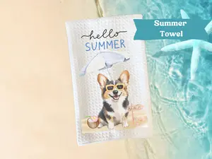 Summer Dog Kitchen Towel- Home Decor 16x 24