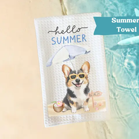 Summer Dog Kitchen Towel- Home Decor 16x 24