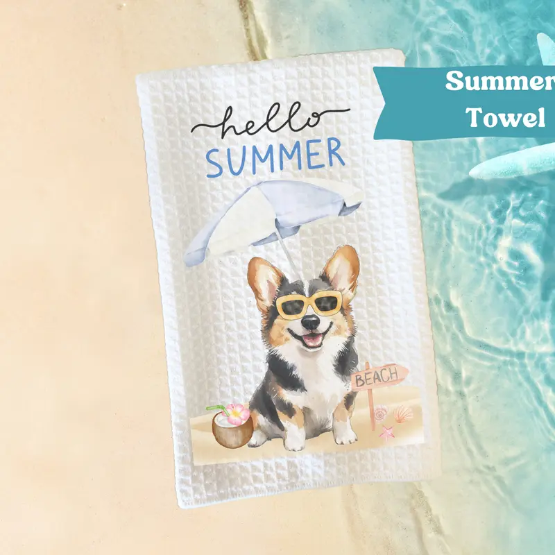 Summer Dog Kitchen Towel- Home Decor 16x 24