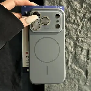 Luxury Large Window Liquid Silicone Smartphone Case for iPhone 12-17 Pro Max, MagSafe Magnetic Wireless Charging Cover with Protection, Holiday Accessory