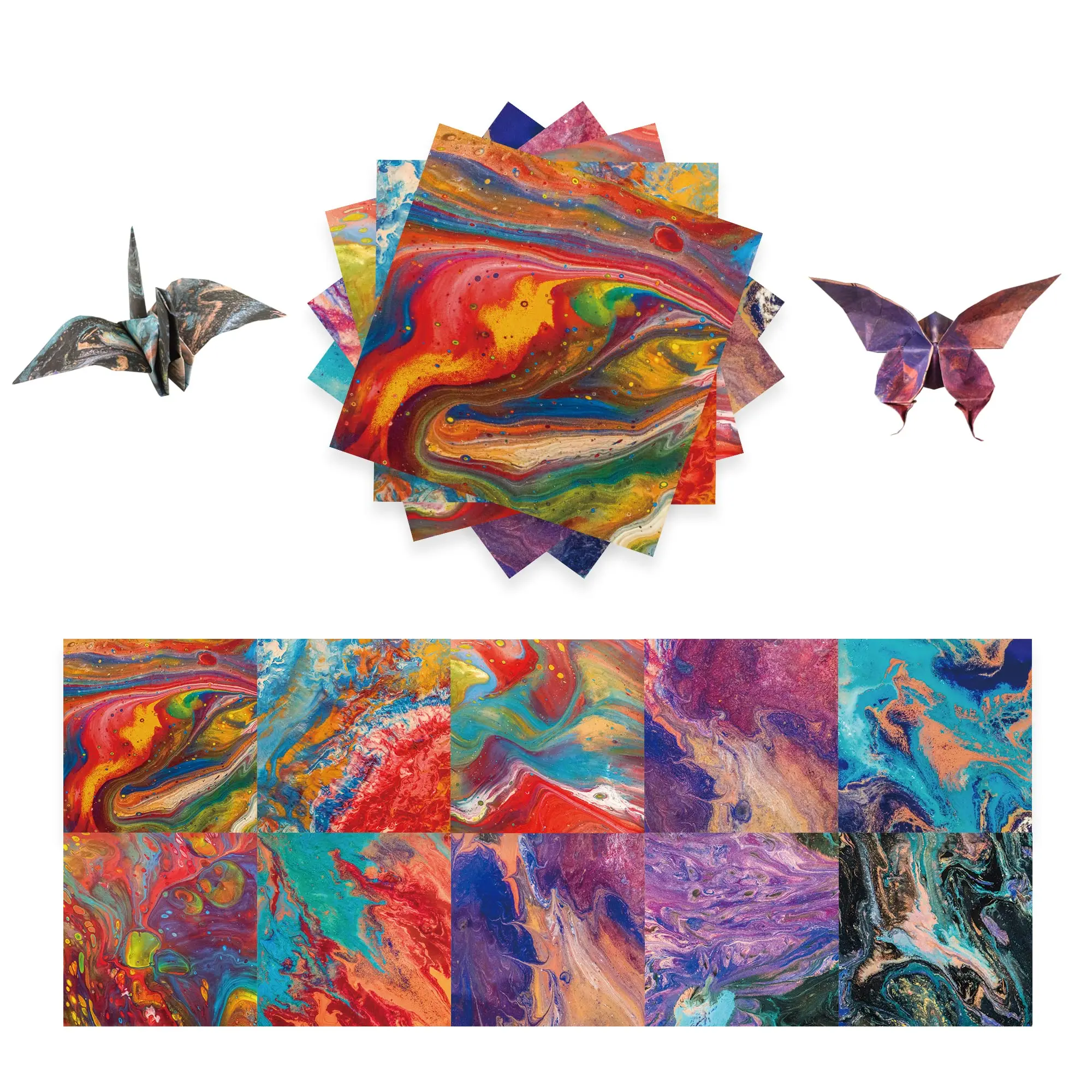 Origami Paper Kit 50 Sheets 6 Inch Square Double Sided Color 10 Vivid Colors for Hand Crafts Origami Paper Arts Creativity.Rock Color