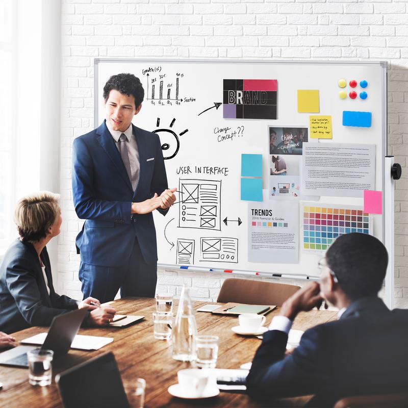 Rolling Whiteboard Double Sided , Magnetic White Board Dry Erase 46"x32" on Wheels, Dry Erase Board with Stand for School, Office and Home, Silver Aluminium Frame