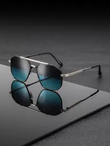 Men's Metal Oval Dual Beam Classic Aviator Frame, Vintage Elegant Luxury Trendy Casual Fashion Glasses Aviator Shades for Daily Commute Business Driving Wear