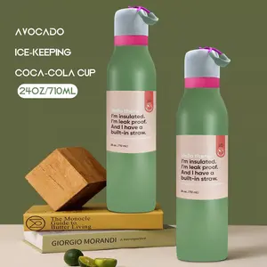 OwaIadouble-layer vacuum insulated and ice-retaining Twist Insulated Stainless Steel Water Bottle , 24-oz/710ml, outdoor sports kettle. 100% leak-proof, comes with a carrying cord, Suitable for cycling, traveling, and outdoor camping.(Sage)