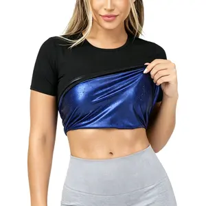 Women's Heat Trapping Sauna Sweat T-Shirt Tank Top for Gym Workouts, Yoga, Fitness, Exercise, Women Sauna Suit, Women Sportswear, Short Sleeve Gym Tops