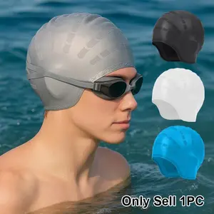 1PC Large Silicone Swimming Cap, Women's Long Hair Swimming Cap, Men's Ear Protection Swimming Cap, Suitable for Men's and Women's Swimming Training