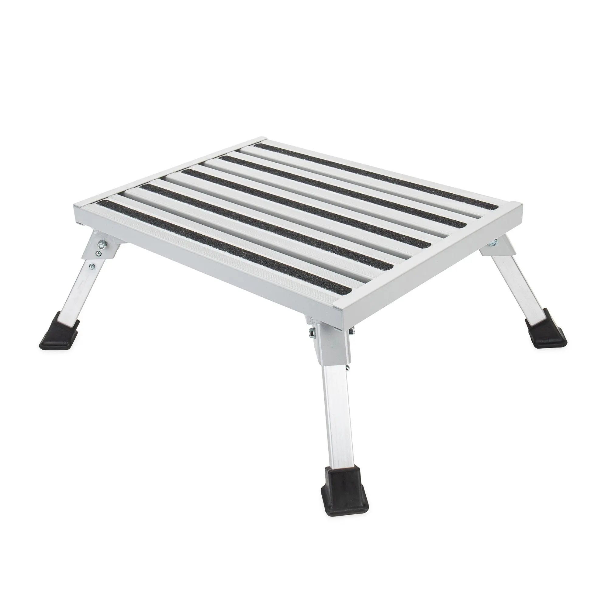Camco 43677 Fixed Height Aluminum Platform Step Stool with Non Slip Rubber Feet