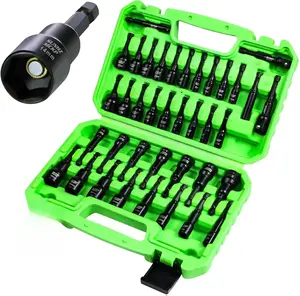 39Pcs Magnetic Nut Driver Set for Impact Drill, SAE & Metric Bits, 1/4" Hex Shank, Quick-Release Holder & Toolbox Included