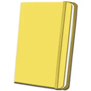 Notebook Journal, Yellow Linen Cover, Compact Office Stationery, 144 Pages, Pocketed for Daily Note-Taking