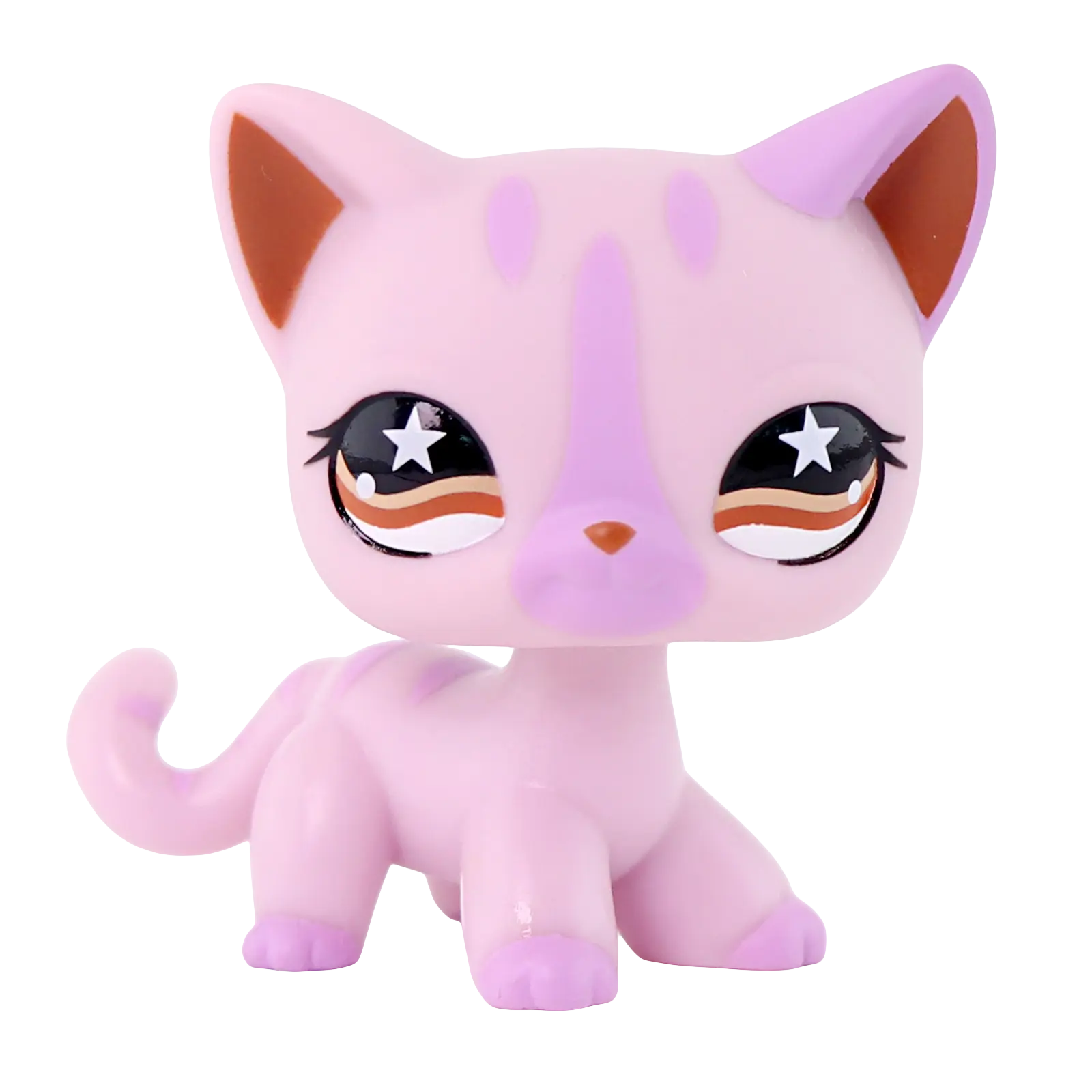 Cute Collectible Mini Cat Figure, Pink Cartoon Kitten Toy with Detachable Crown Accessory, Small Desktop Decoration, Great Stocking Stuffer Gift for Boys Girls & Figure Lovers