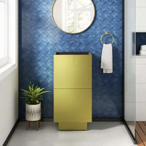 Modway Quantum 18" Bathroom Vanity Cabinet (Sink Basin Not Included) in Gold