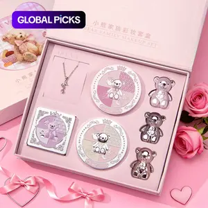 Art Value 7 Piece Makeup Bundle Box Set Kit Includes Blush Powder Eyeshadow Bear Lipstick Necklace Beauty Gift Box Valentine's Day Essential #GLOBAL PICKS