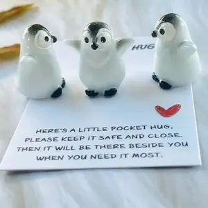 Penguin Design Pocket Hug Card, 100pcs/set Inspirational Penguin Pocket Hug Card, Express Love and Appreciation for Family and Friends Gift