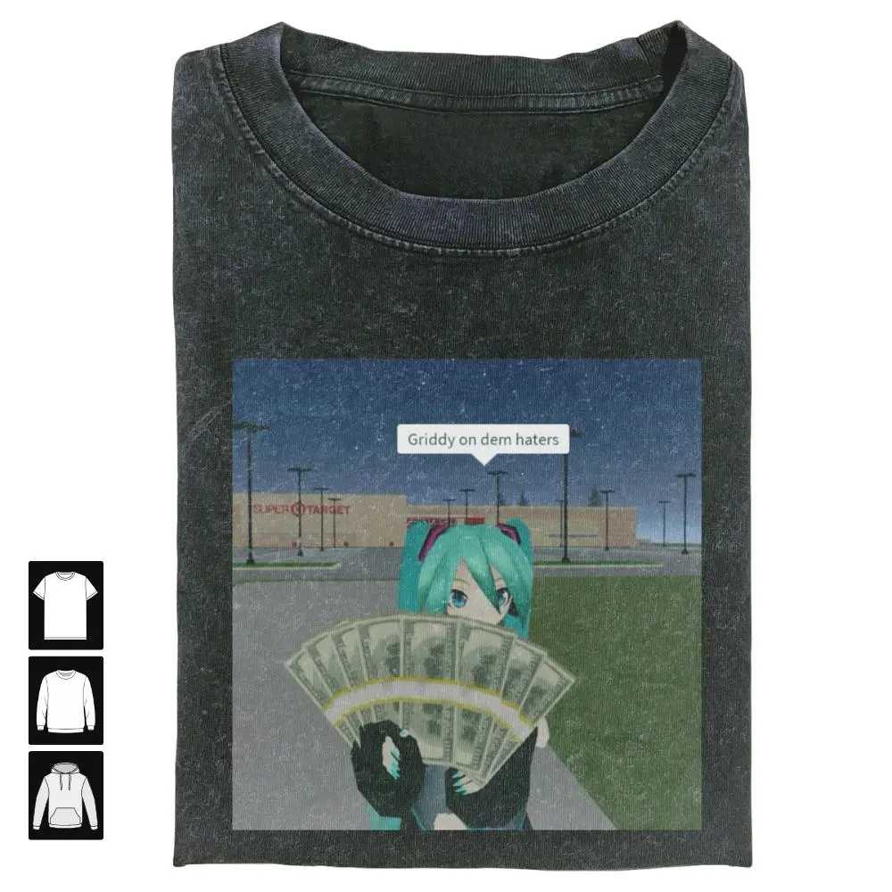 Hatsune Miku Griddy T-Shirt, Funny Anime Dance Meme Tee, Vintage Vocaloid Graphic Shirt, Kawaii Aesthetic Fan Gift, Miku Meme Streetwear