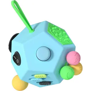 Fidget Dodecagon –12-Side Fidget Toys Cube Relieves Stress and Anxiety Anti Depression Travel Toy Easter Basket Stuffers Gifts for Children and Adults (B3 Blue Sky)