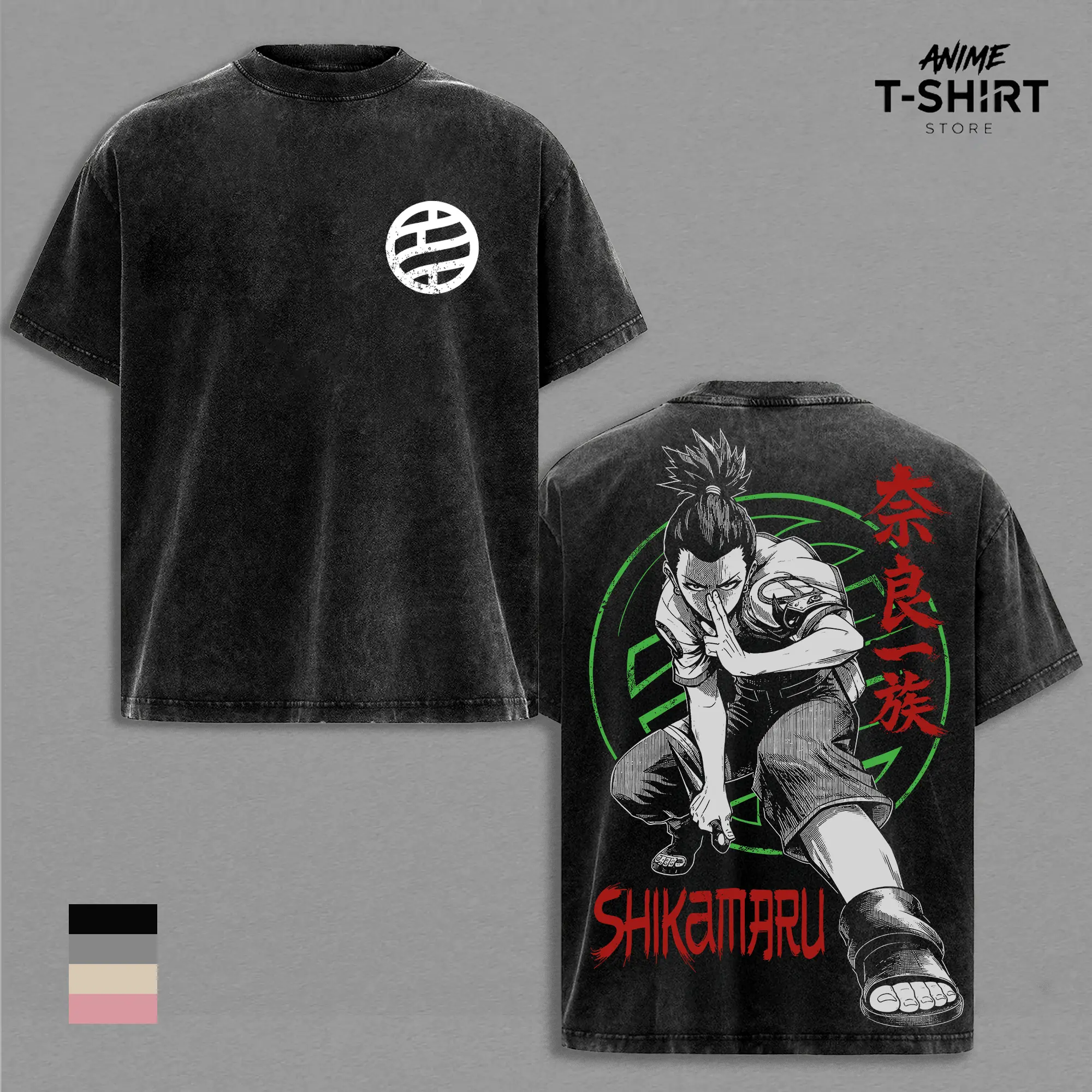 Shikamaru T-shirt, NRT Shippuden Graphic Tee, Vintage Washed Cotton, Unisex Oversized Fit, Nara Clan Design, Streetwear Apparel