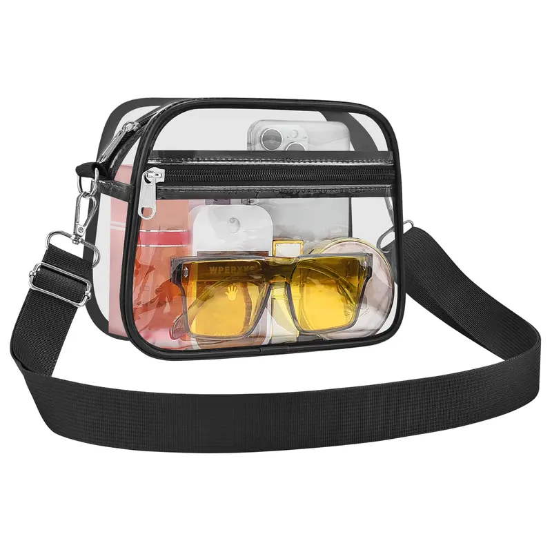 Clear Bag for Stadium Events - Adjustable Strap Clear Purse for Women and Men Sports Concerts Festivals Stadium Approved Crossbody Option
