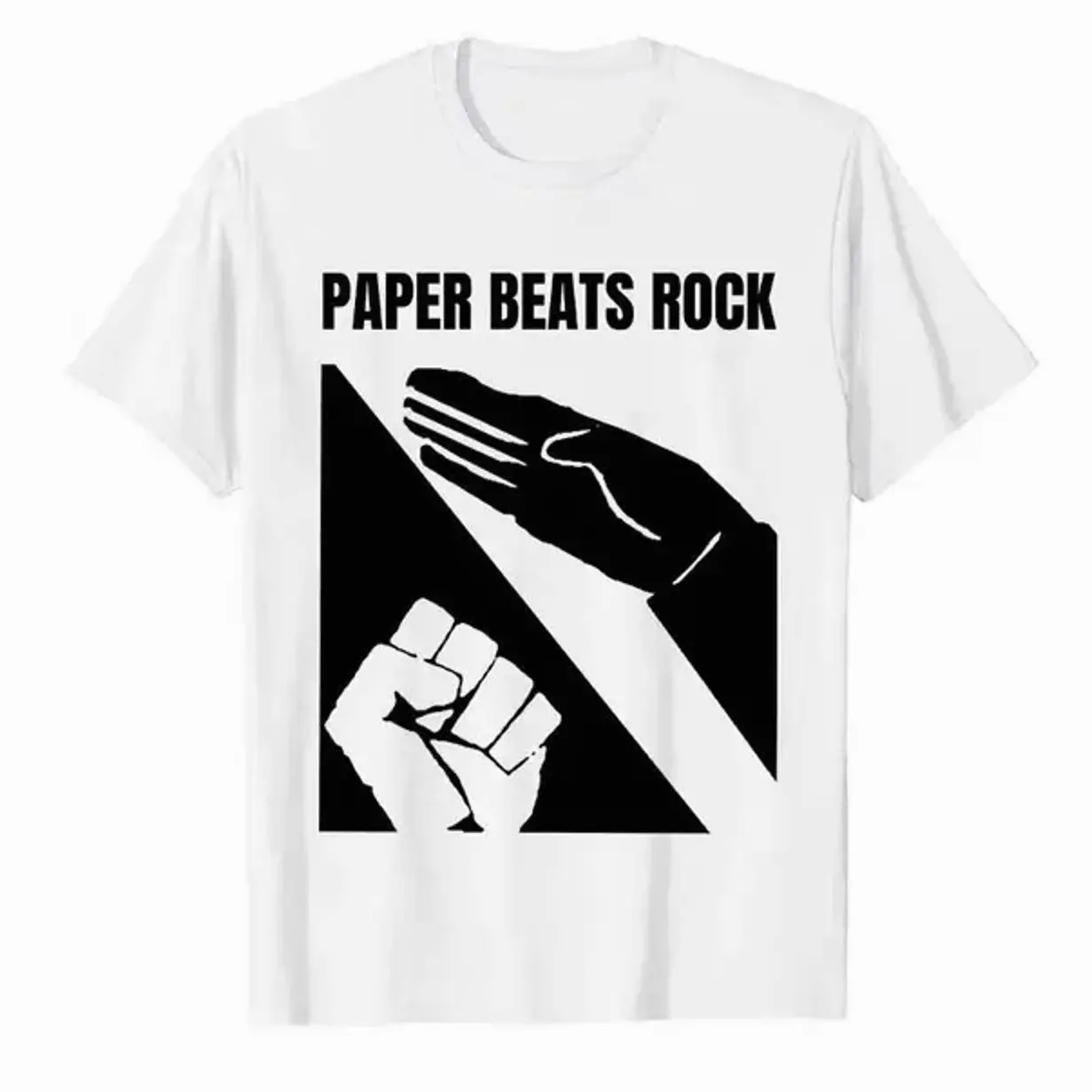 Paper Beats Rock Meme T-Shirts for Men and Women, 100% Cotton T-Shirts, Short-Sleeved Tops, Summer Fashionable and Comfortable FN7