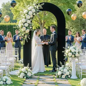 Black Arch Cover 7.2FT Open Spandex Arch Backdrop Cover U-Stretchy Fitted Round Top Chiara Stand Background for Wedding Brithday Baby Bridal Showers Banquet Balloon