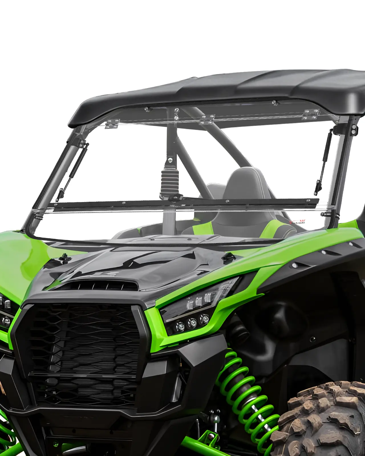StarknightMT 2-In-1 Full-Half Flip Windshield for Kawasaki Teryx KRX 1000 (2020-2026) - Polycarbonate, 250x Glass Strength, Clearview, Anti-UV, Flip-Up Venting, Scratch-Resistant, Heavy-Duty, Waterproof, 1-Person Operable Roof Accessory