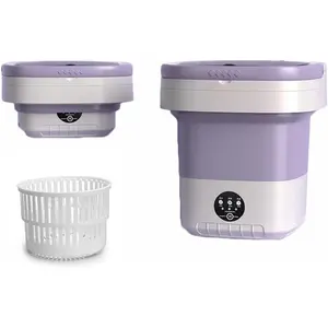 Portable Washing Machine, 12L Upgraded Mini Washer With Spin Basket and 3 Modes Cleaning of Underwear, Baby Clothes,Small Clothes,Socks,and Pet Clothes, Foldable Small Washer for Travel (Purple, 12L)