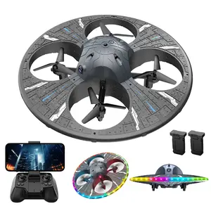 UFO Remote Control Foam Drone with Colorful LED Lights, RC Flying Toy Helicopter with Auto Hover, 2 Batteries, 15 Minutes Flight Time, Flying Gift for Boys and Girls Ages 6-12 Gesture WiFi