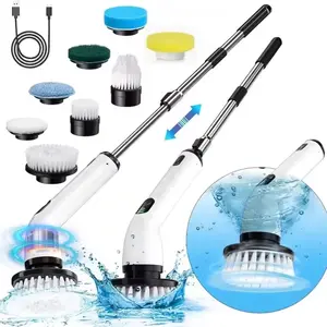 9-in-1 USB Rechargeable Electric Cleaning Brush Telescopic Handle 8 Brush Heads Multi-Surface Cleaner for Home Car