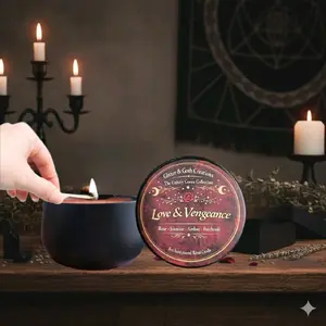 Glitter & Goth Creations Love & Vengeance 8oz hand-poured Candle for Rituals and Spells  with Rose, Jasmine, Amber & Patchouli