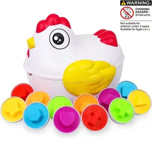 Egg Matching Game, Color Shape Number Recognition Educational Toy, Shape Sorter, Chicken Storage Box, Preschool Learning Toy, Easter Gift for Boys Girls