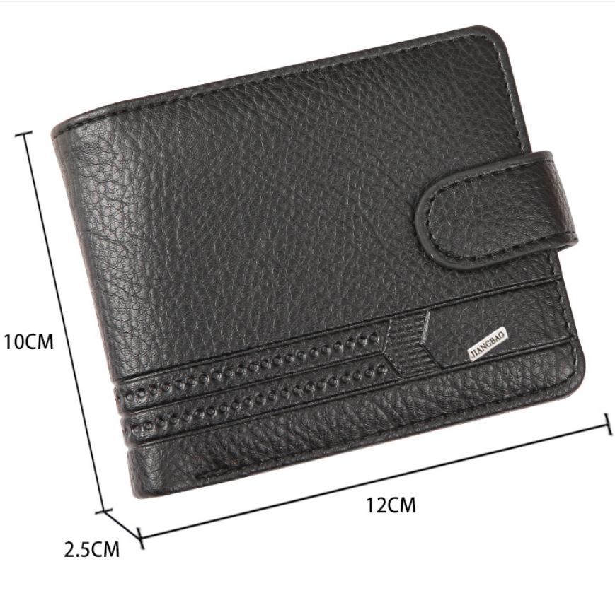 Men's Short Bifold PU Leather Wallet with ID and Credit Card Holder