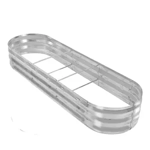 Silver Galvanized Metal Planter Box for Raised Garden Bed, Dimensions 67"D x 20"W x 10"H and Volume 7 cu. Ft