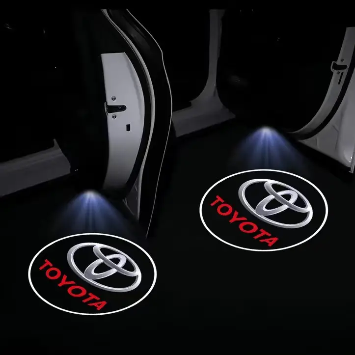 2pcs LED door welcome Projection logo light For Toyota Camry Highlander Land Cruiser Prado Avalon Reiz Rav4 Crown CHR accessory (Battery Not Included