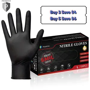 PROMEDIX P Heavy Duty Nitrile Gloves 6mil 100 Count Black Disposable Latex Free Powder Free Reusable Pet Hair Remover Gloves for Industrial Auto Repair Food Processing Gardening Salon - Cleaning