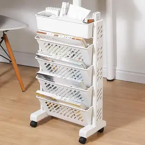 Easy Assembly Furniture Cart for Home, PlasticMovable Table Desk Side Bookshelf, Student BookStorage Organizer, Storage Rack, Hanging Cart forClassroom Desk, Room Organizer, OfficeAccessories, Home Organiser