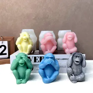 Realistic Monkey Silicone Mold, DIY Home Decor, Suitable for Resin, Candle Wax, Plaster, Cement, Polymer Clay, Animal Mould