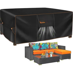 Patio Furniture Set Cover,Outdoor Sectional Sofa Couch Set Covers ,Garden Dining Table Chair Set Cover Outside Rectangular Heavy Duty Weatherproof 84" L x 55" W x 28" H Black...