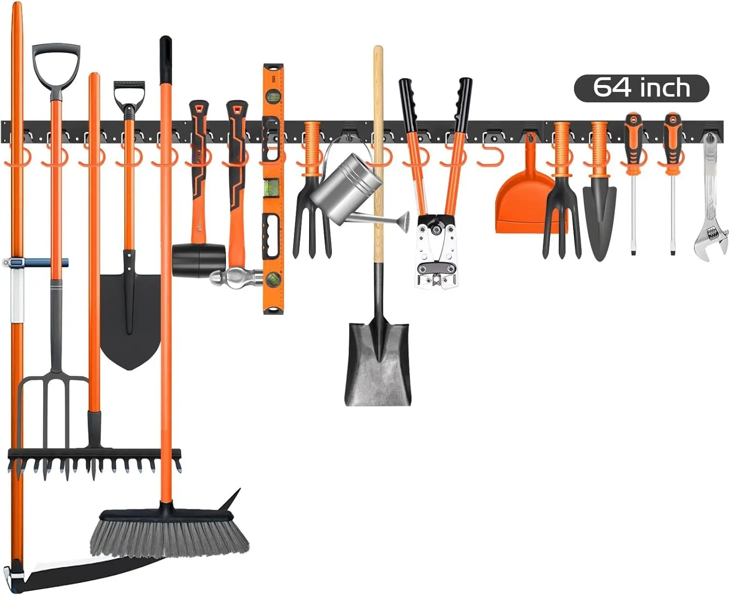 [USA Stock] - 64 Inch Adjustable Storage System, Wall Mount Tool Organizer, Tool Hangers for Mop and Broom Holder Shovel, Rake, Broom, Mop Holder, Etc