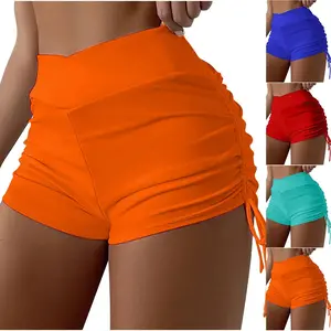 Hight Waist Brazilian Bikini Bottom Women Swimwear Briefs Beachwear Anti Hiking Drawstring Side Tie Butt Lifting Quadrangle Pant