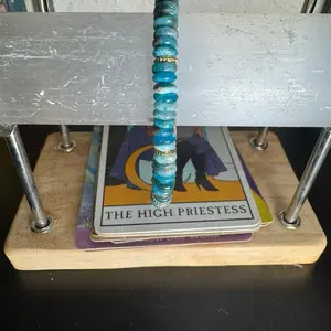 Blue Apatite Heishi Bead Bracelet with Gold Detailing for Stylish Accessory