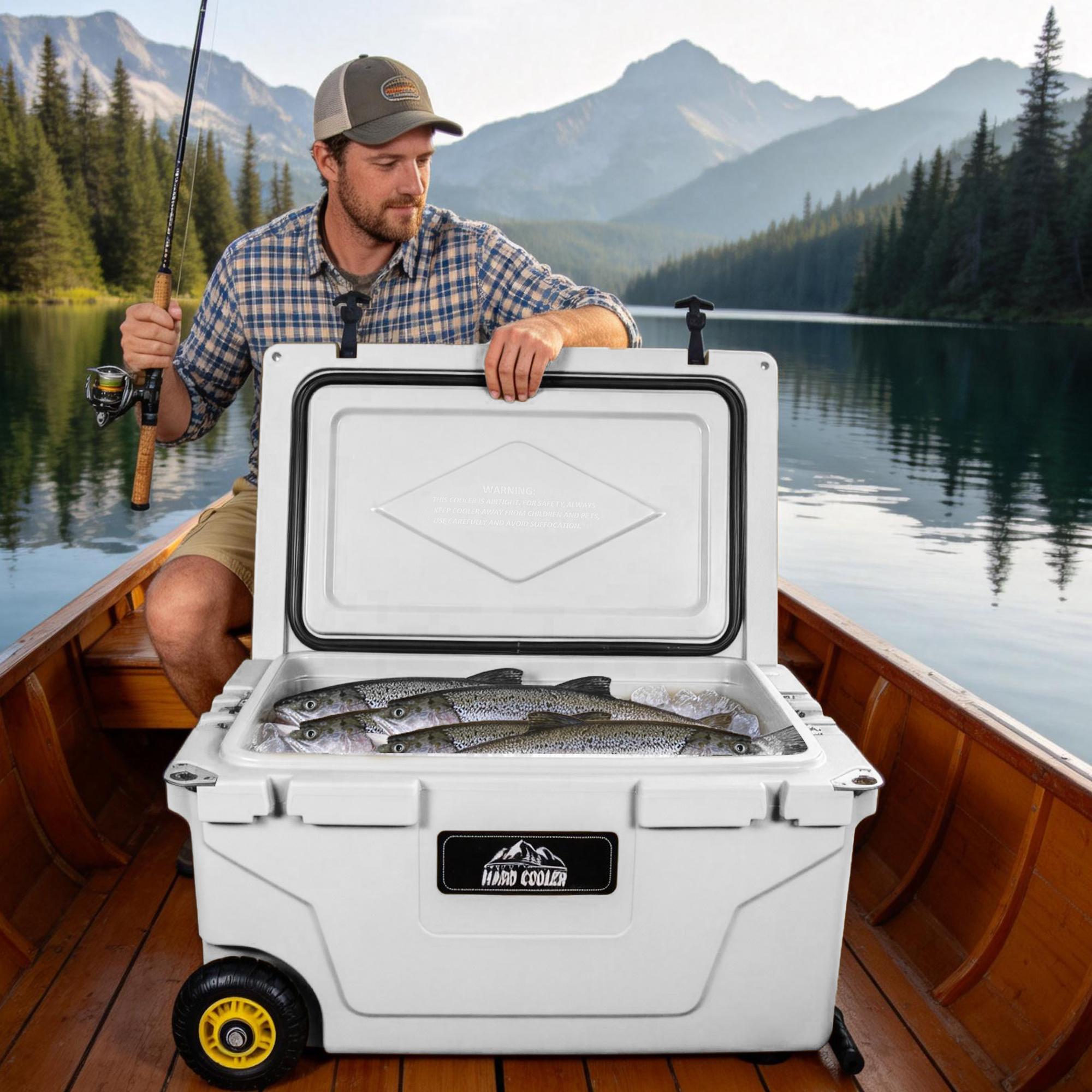 65QT Hard Cooler with Wheels with 7-Day Ice Retention，Durable LLDPE Cooler with Drain Plug & Bottle Opener，Wheels，Leak-Proof Seal,Easy to Clean,Perfect for Camping, Fishing Trips, Tailgates & Beach Days,Tailgating & Backyard BBQs
