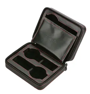 4-Piece Travel Watch Case – Black Fabric Interior