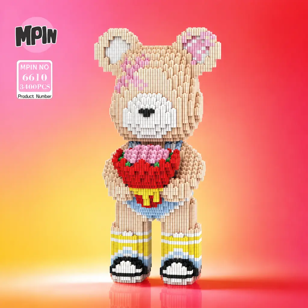 Building Block Toy Set, 32cm High Bear Puzzle, Creative Assembly Fun, Unisex Gift for Kids & Adults, Home Decor Decoration, Construction Building Blocks, Building Block Sets