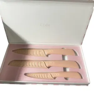 3PCS Ceramic Kitchen Knife Set Pink