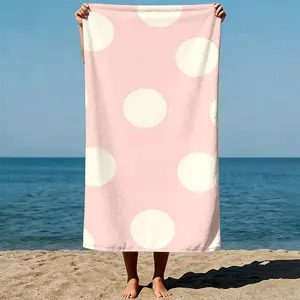 Polka dots on a soft pink background, minimalist and clean design. Minimalist digital art style. Sand-Free Beach Towel | Ultra-Light Microfiber | Quick-Dry, Compact for Travel