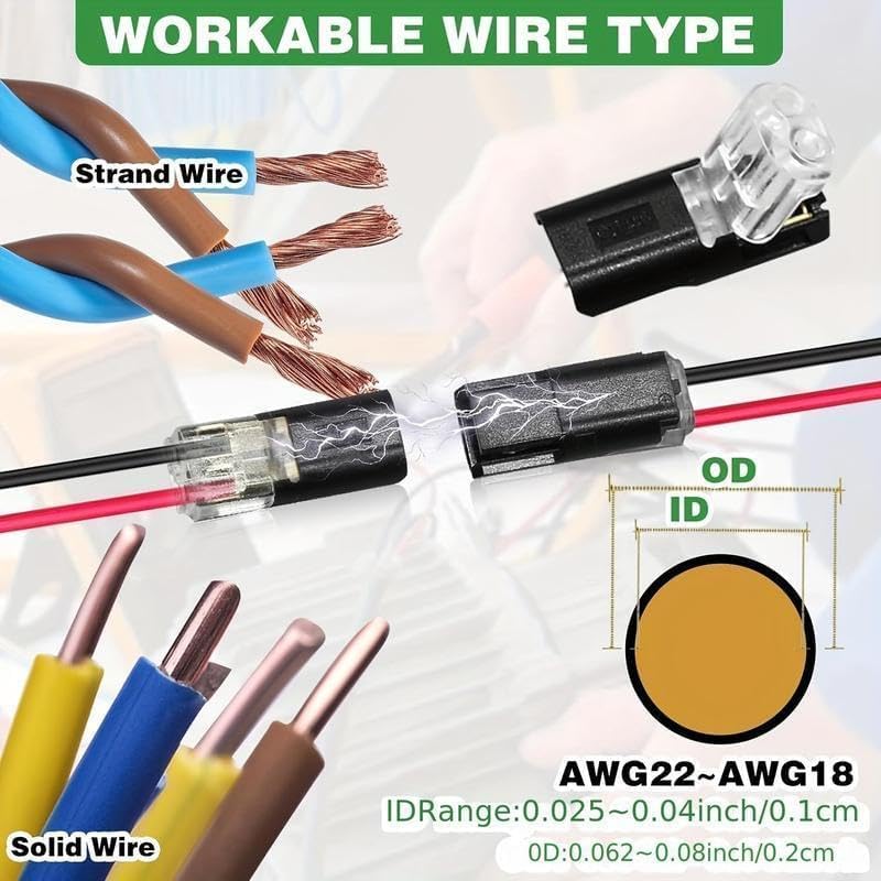 60pcs Double-Wire Plug-in Connector with Locking Buckle, Quick-Clip Fasteners Multi-Purpose Snap-On Blocks for Strip Lights DIY Crafting, Low-Voltage Decor & Model Kits