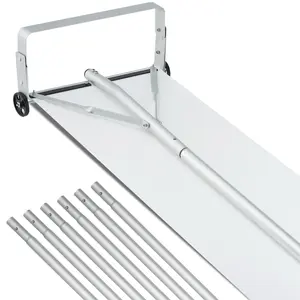 VEVOR Snow Roof Rake, 30ft Reach Aluminium Roof Shovel with Slide Cloth, Premium 19 Blade Snow Removal Tool, Safe on Roof with Roll Wheels, Anti-Slip Handle, Use for House Roof, Car Snow, Wet Leaves